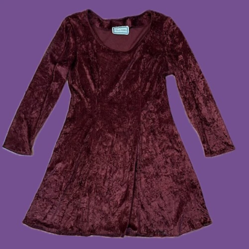 burgundy crushed velvet dress